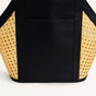 Vintage Rattan Webbing Handbag With Black Handles