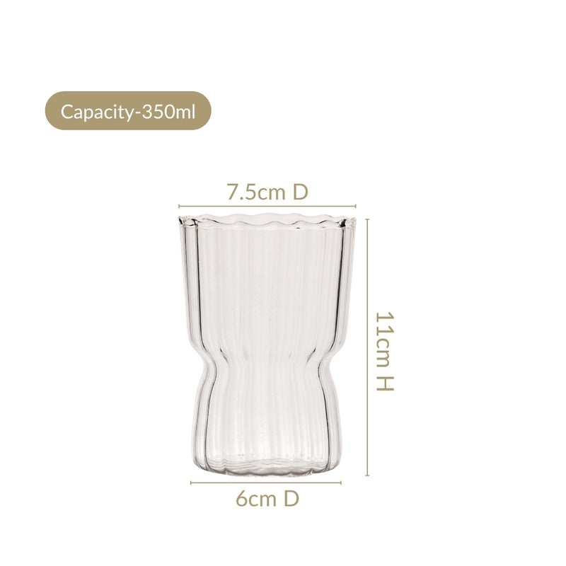 Vintage Ribbed Glass Tumbler Set Of 2 350ml