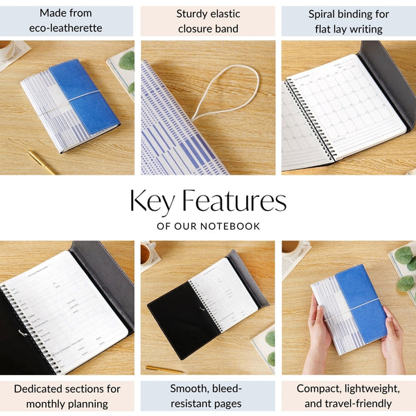 Vintage Style Spiral Blue Notebook