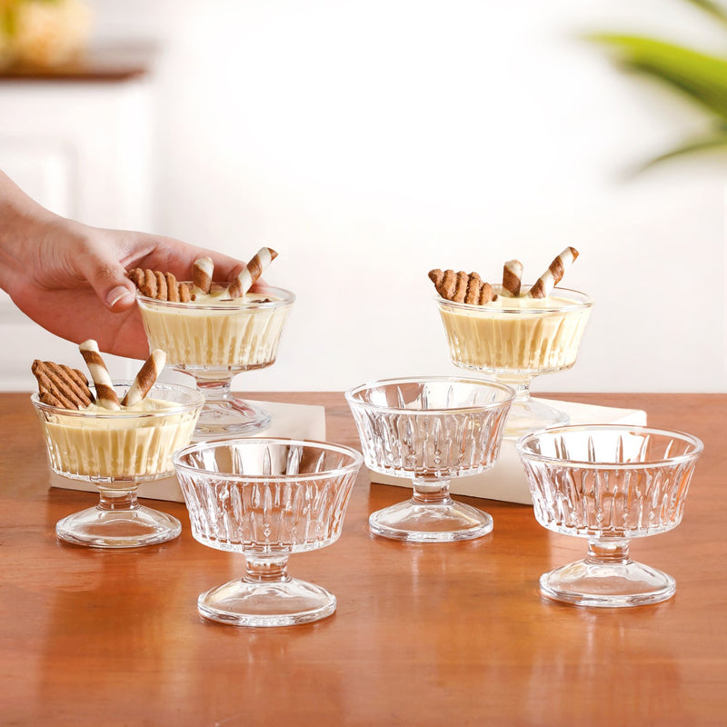 Vintage Thick Stem Dessert Bowls Set Of 6 120ml