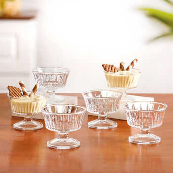 Vintage Thick Stem Dessert Bowls Set Of 6 120ml