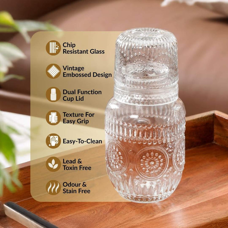 Vintage Bedside Carafe Gift Set Of 2
