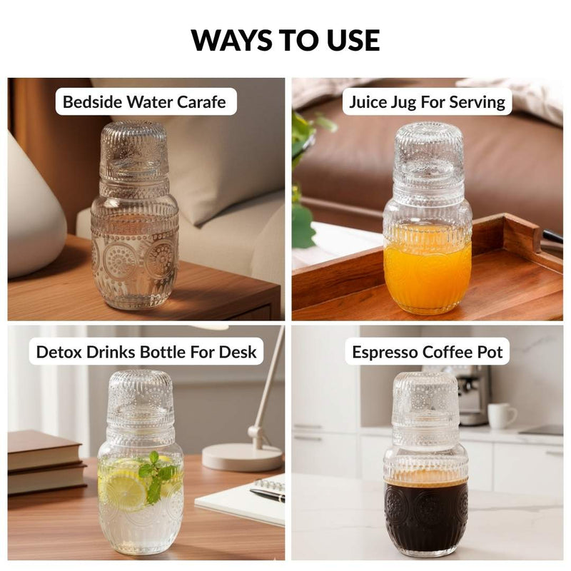 Vintage Bedside Carafe Gift Set Of 2