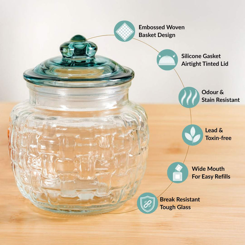Vintage Basket Weave Jar Set Of 4 750ml