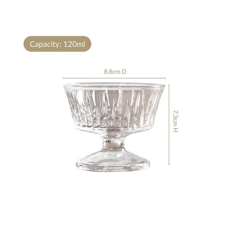 Vintage Thick Stem Dessert Bowls Set Of 6 120ml