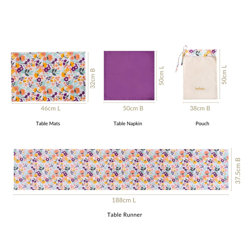 Viola Linen Table Napkins, Mats And Runner Set