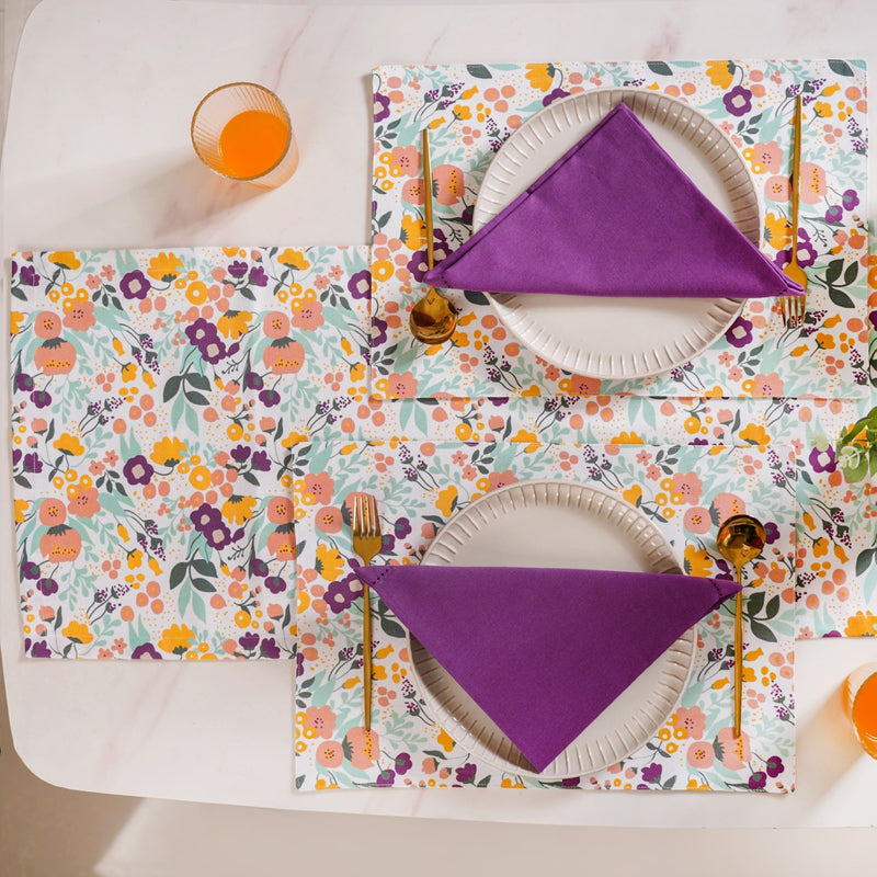 Viola Linen Table Napkins, Mats And Runner Set