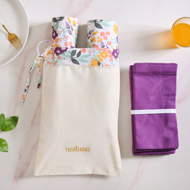 Viola Linen Table Napkins, Mats And Runner Set