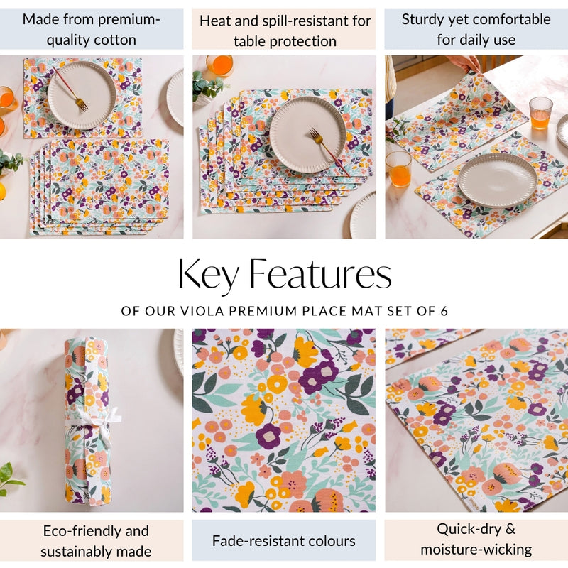 Viola Premium Place Mat Set Of 6
