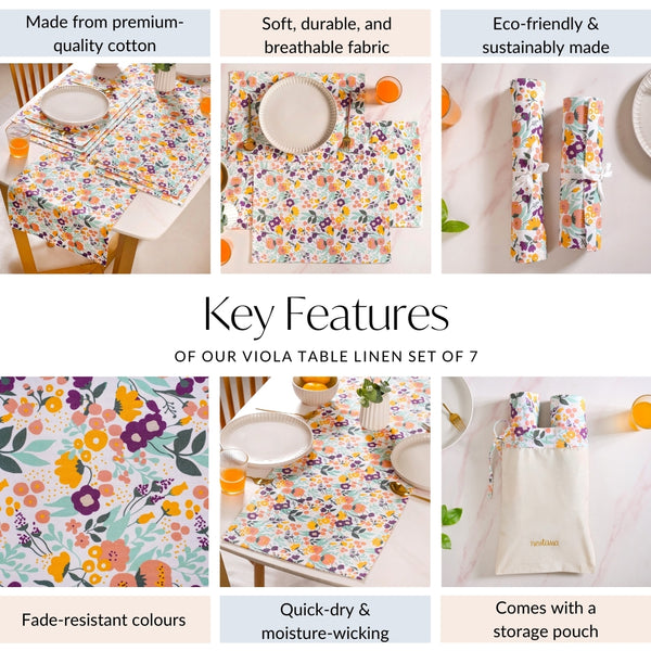 Viola Table Mat And Runner Set Of 7