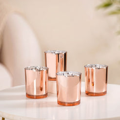 Home Decor Reflective Tealight Holders Set Of 4 Pink