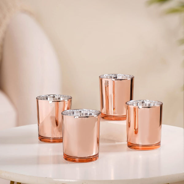 Home Decor Reflective Tealight Holders Set Of 4 Pink