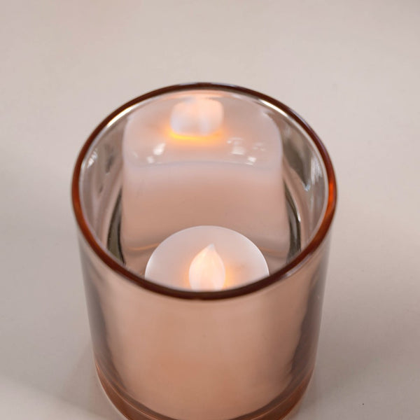 Home Decor Reflective Tealight Holders Set Of 4 Pink