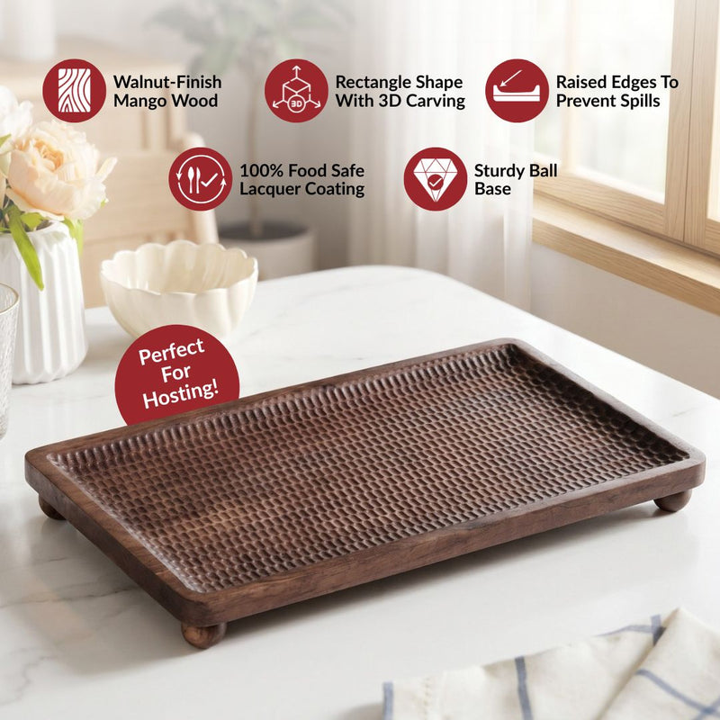 Wooden Nero Serving Platter Rectangle 35x25cm