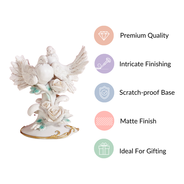 Birds Couple Figurine For Home Decor White