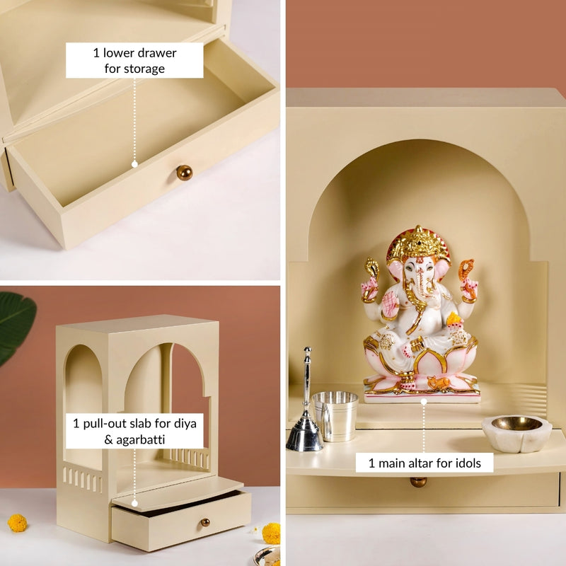 Wall Mountable Mandir For Home And Office 30x17x42cm