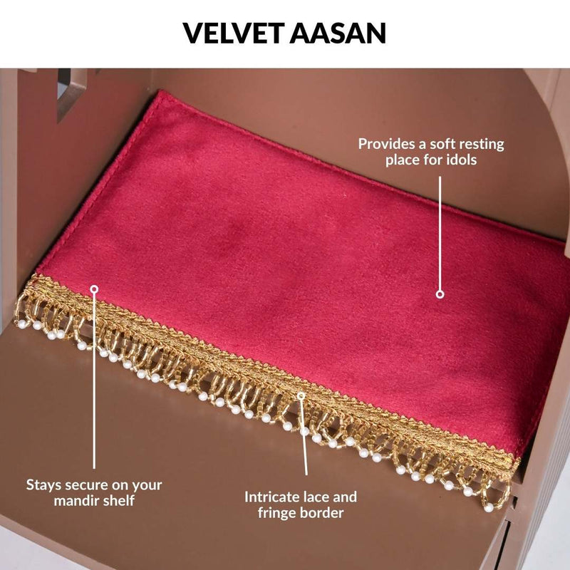 Wall Mountable Pooja Mandir Small With Aasan Thali And Curtain Set