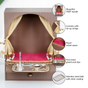 Wall Mountable Pooja Mandir Small With Aasan Thali And Curtain Set