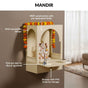 Wall Mount Mandir Medium With Bell Curtain Aasan Ghanti Diya And Puja Thali
