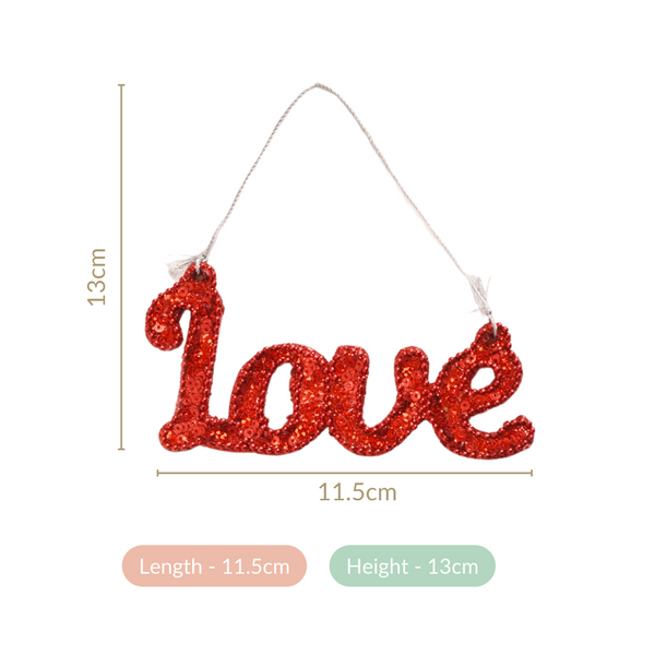 Love Christmas Ornament Set of 2 Red