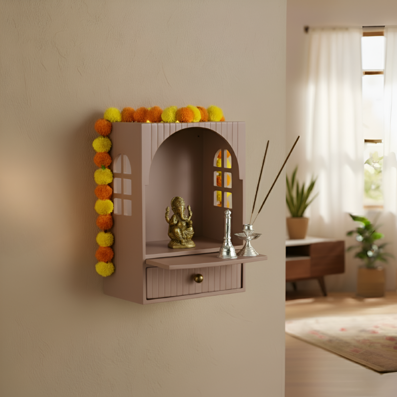 Wall Mountable Pooja Mandir For Home And Office 23x13x31cm