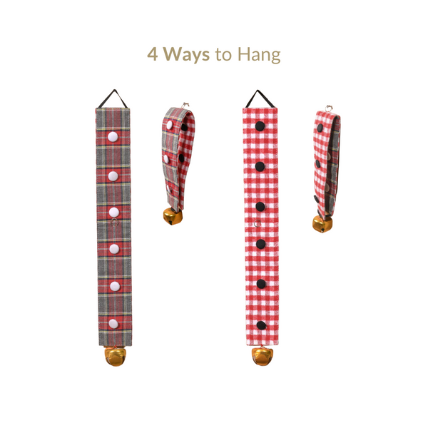 Plaid Christmas Bell Hanging Decor Double Sided Red