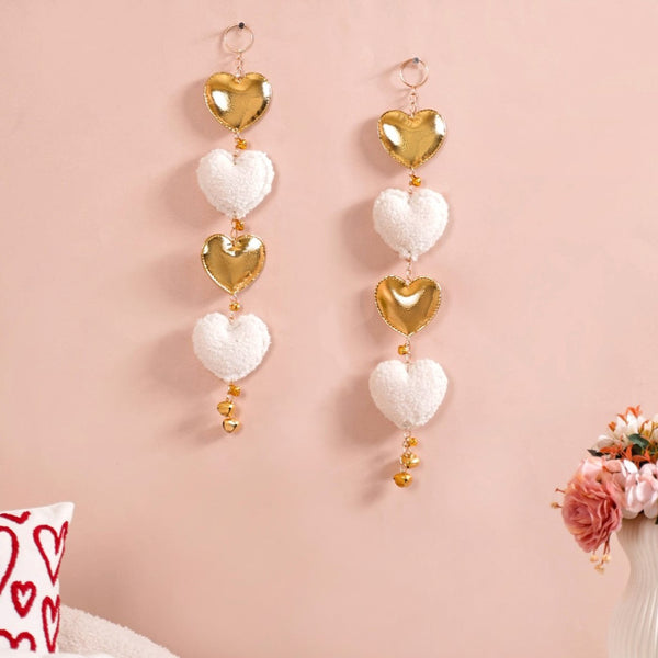 Heart Shaped Wall Decor White And Gold Set Of 2 17 Inch Online in India ...