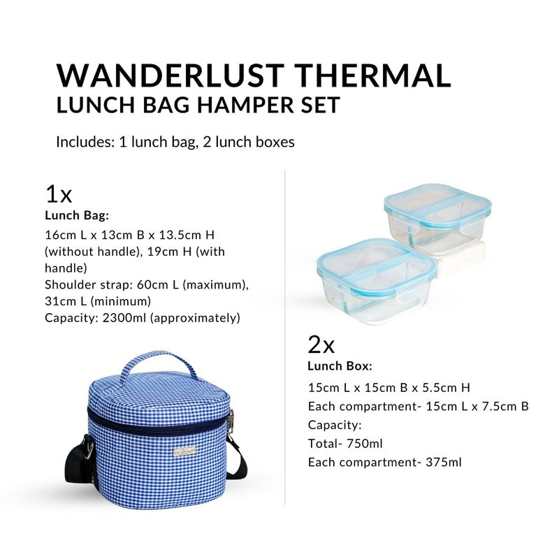 Wanderlust Thermal Lunch Bag Hamper Set