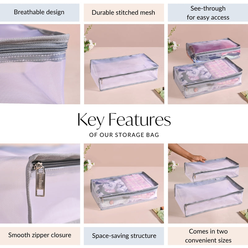 Wardrobe Organiser Storage Bag Duo In Grey