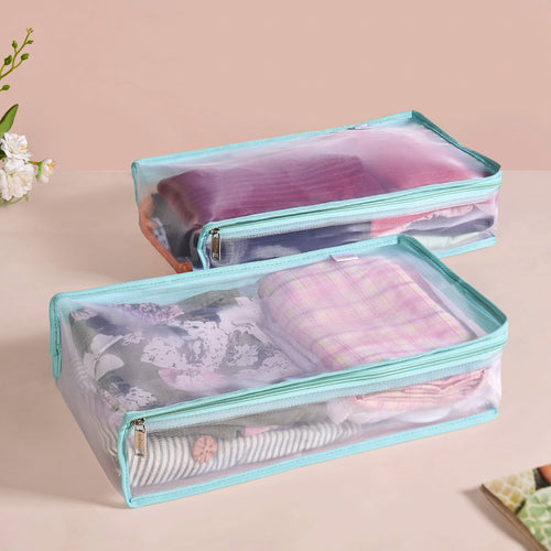 Wardrobe Organiser Storage Bags Pair In Aqua Green