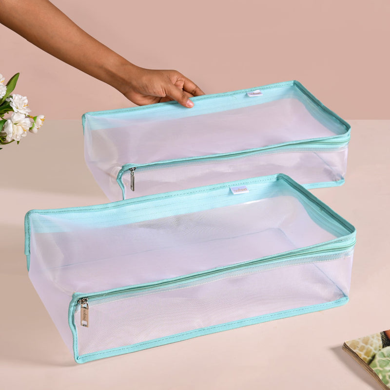 Wardrobe Organiser Storage Bags Pair In Aqua Green