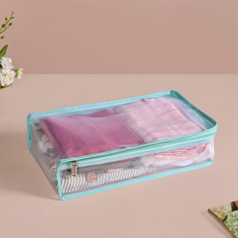 Wardrobe Organiser Storage Bags Pair In Aqua Green