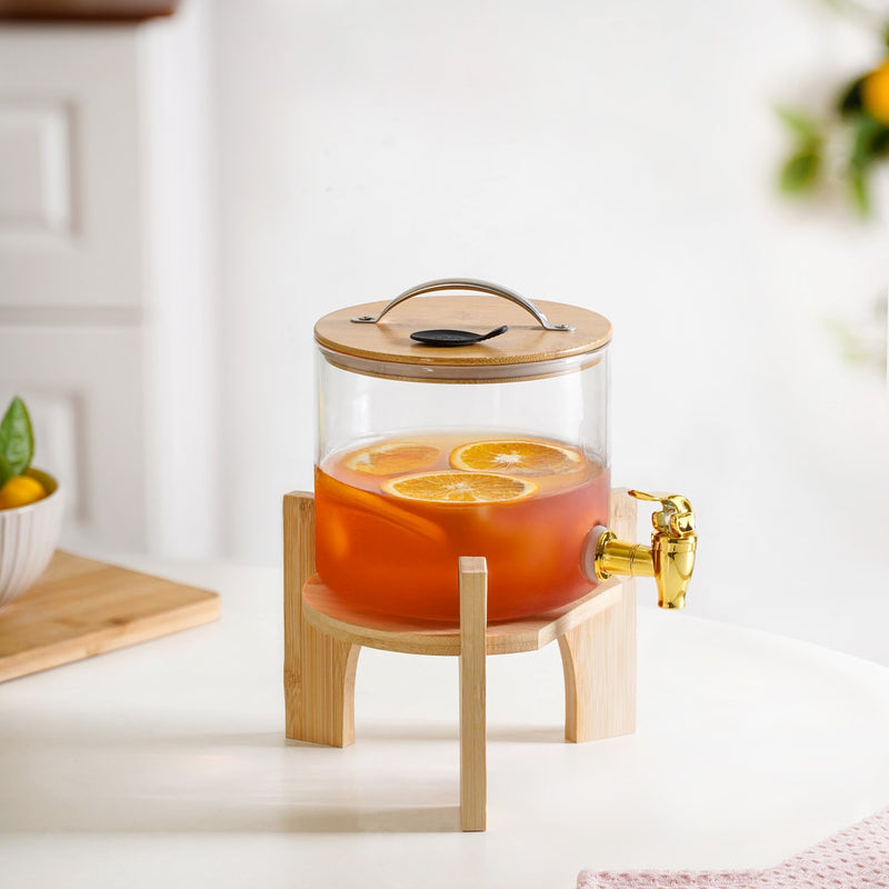 Water Dispenser With Bamboo Stand 2600ml