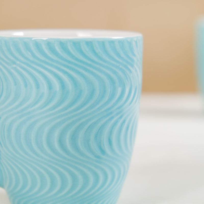 Set of 6 Blue Ocean Waves Mug 230ml - Coffee mugs, coffee mug set, ceramic coffee mugs, tea cup set, tea cups, tea cup set of 6