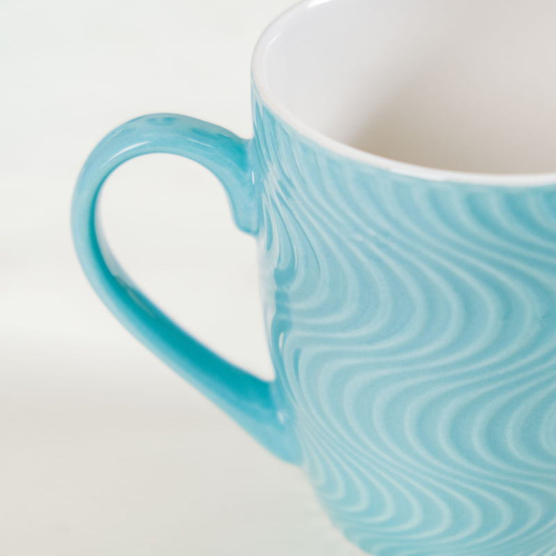 Set of 6 Blue Ocean Waves Mug 230ml - Coffee mugs, coffee mug set, ceramic coffee mugs, tea cup set, tea cups, tea cup set of 6