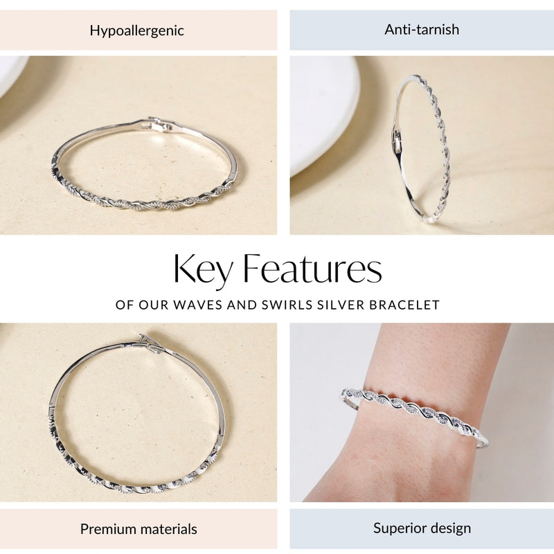 Waves And Swirls Silver Bracelet