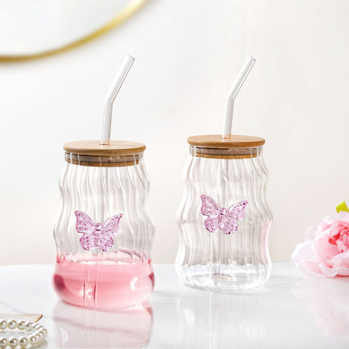 Wavy Butterfly Tumbler With Straw Set Of 2 500ml