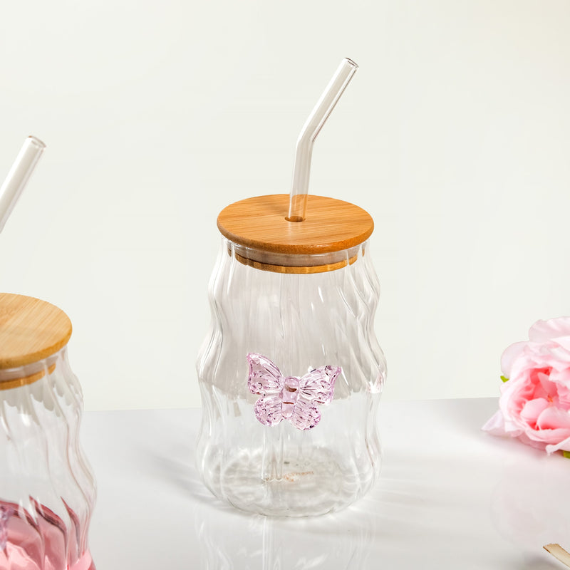 Wavy Butterfly Tumbler With Straw Set Of 2 500ml