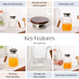 Wavy Glass Pitcher With Wooden Handle And Lid
