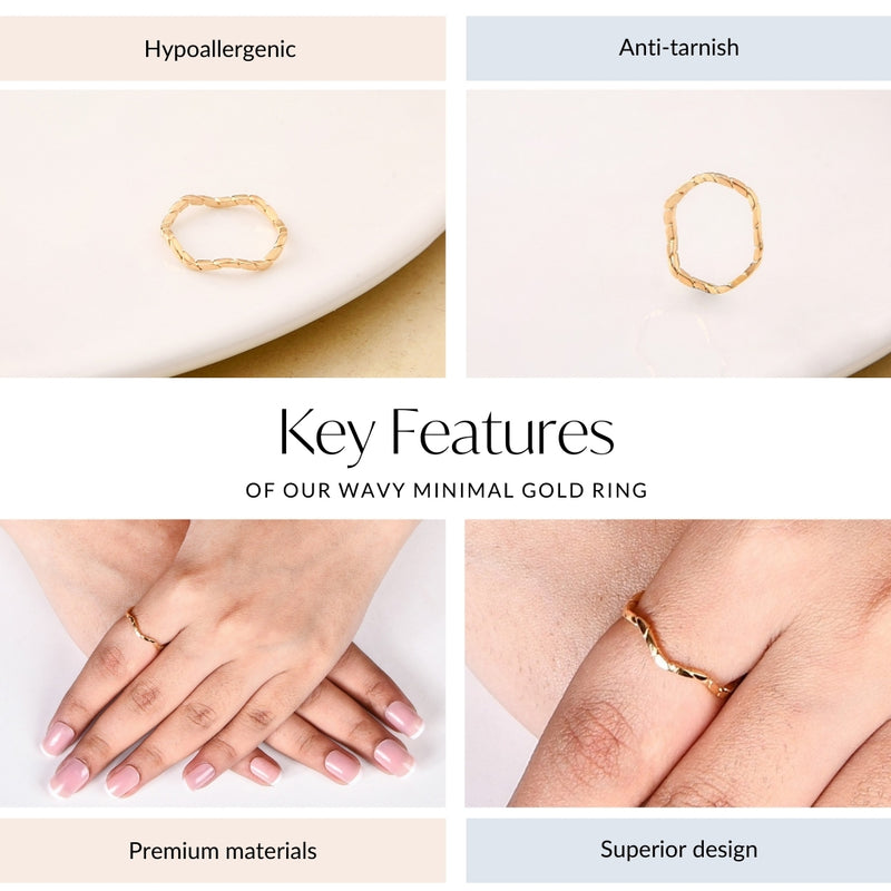 Wavy Minimal Gold Ring