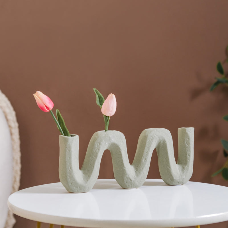 Frosted Wave Ceramic Flower Vase
