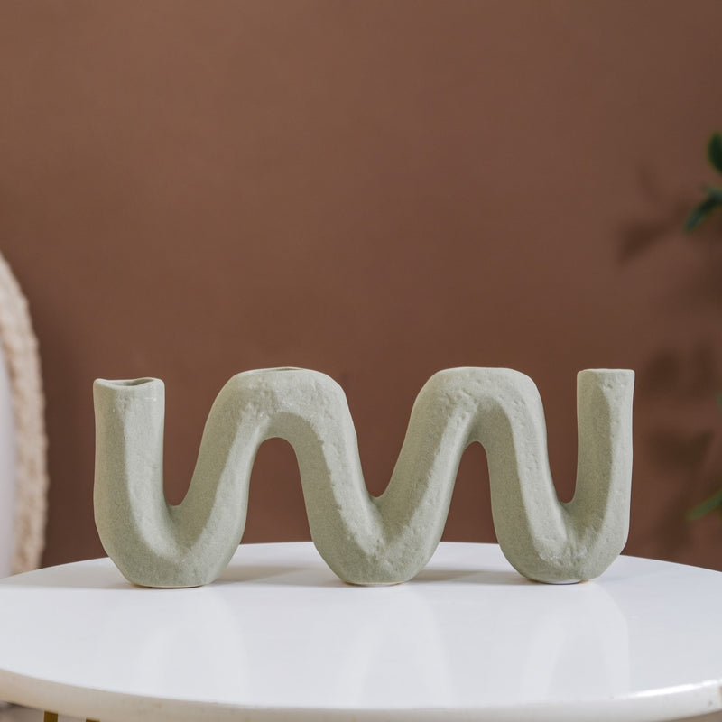 Frosted Wave Ceramic Flower Vase
