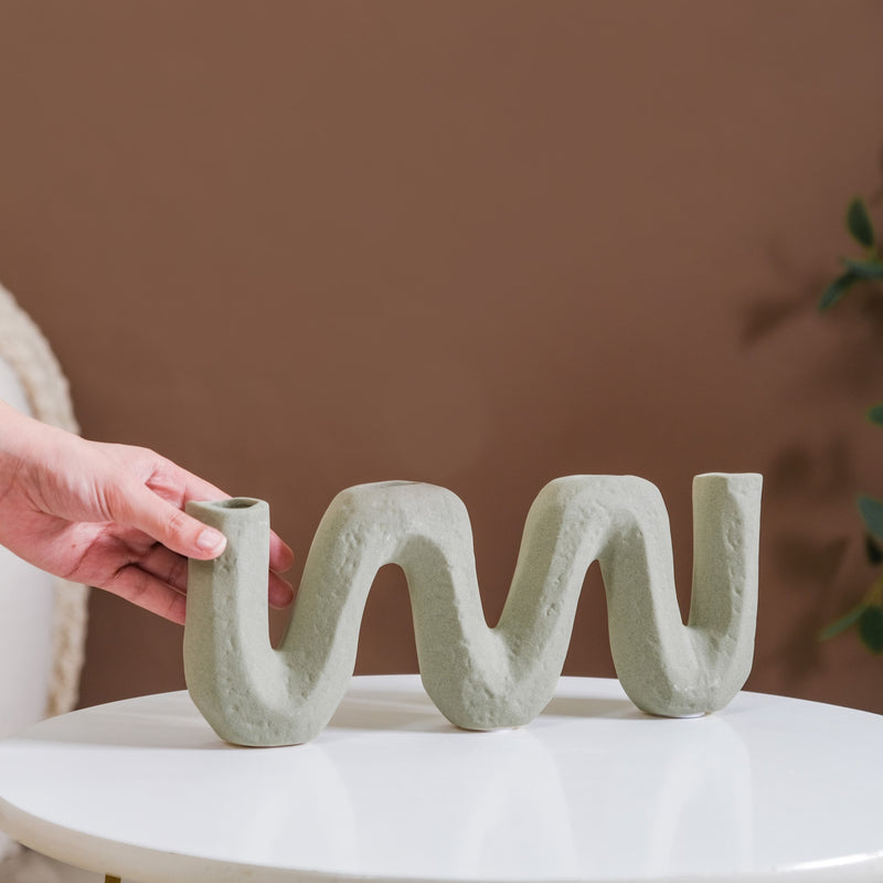 Frosted Wave Ceramic Flower Vase