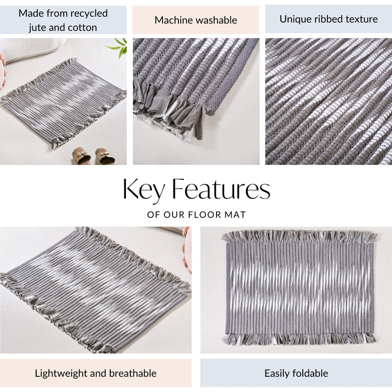 Dark Grey Weave Rope Floor Mat 85x62cm