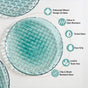 Weave Design Glass Dinner Plate Set Of 6 Teal 25cm