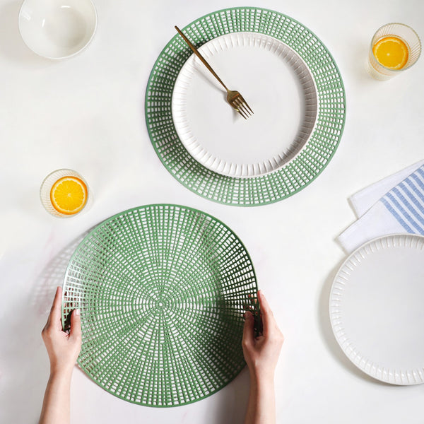 Web Style Green Dining Mat Set Of 6
