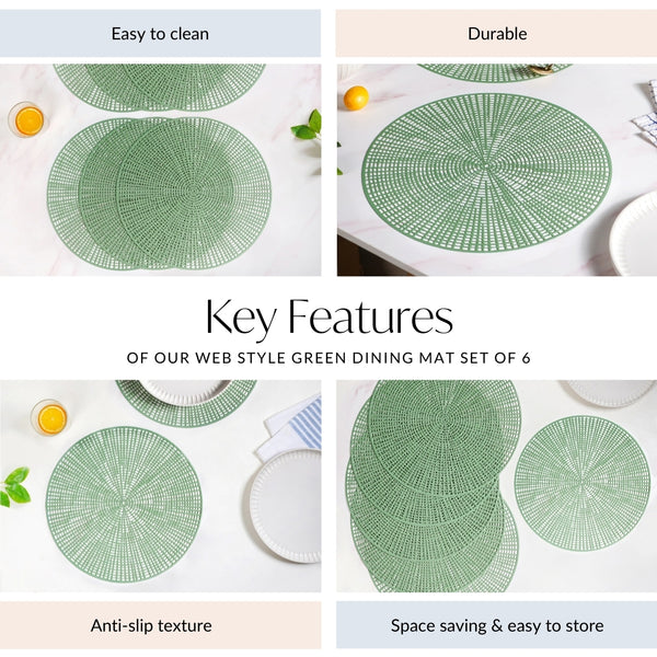 Web Style Green Dining Mat Set Of 6