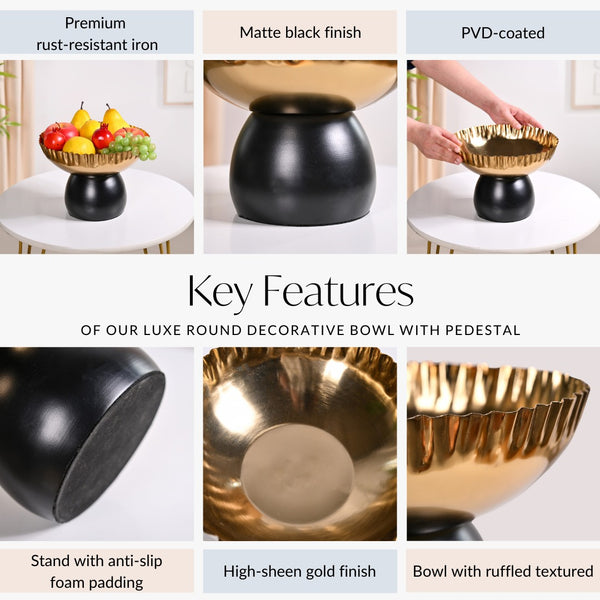 Luxe Round Decorative Bowl With Pedestal