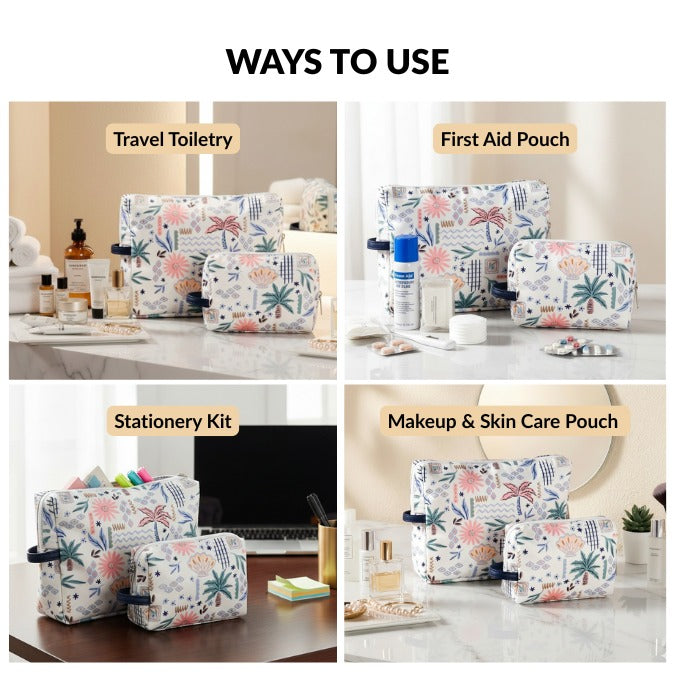 Tropical Travel Toiletry Kit Bag Set Of 2