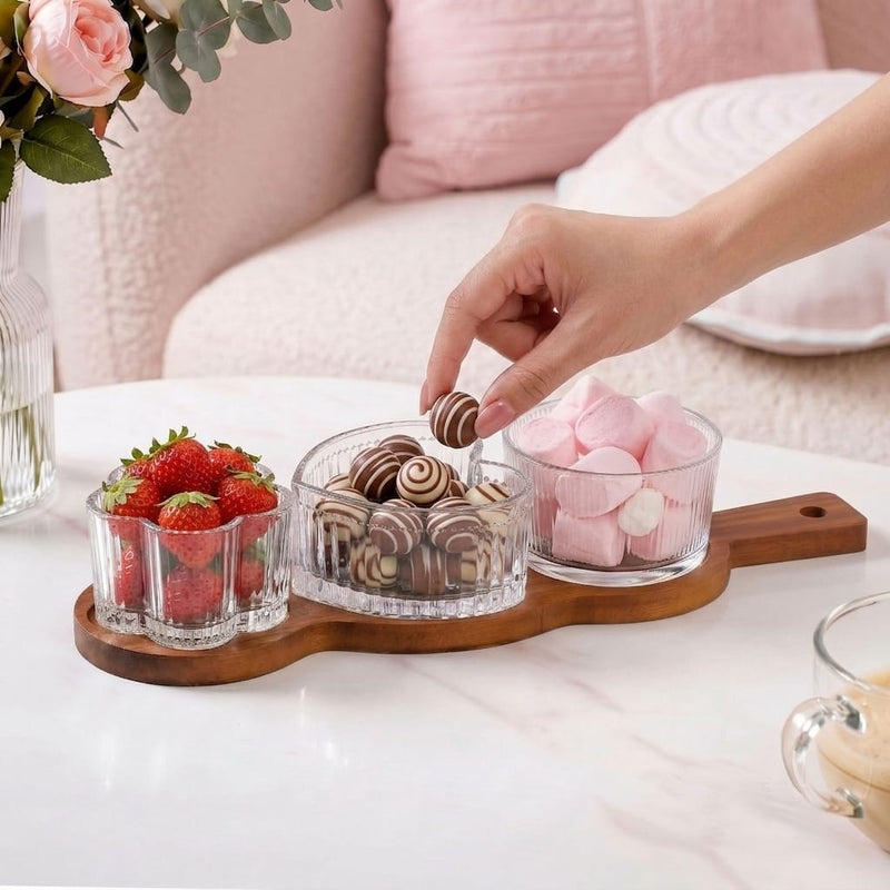 Triple Treat Platter With Bowl Set Of 4